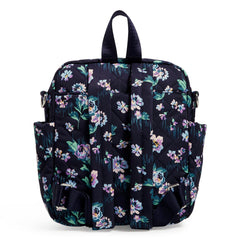 Vera Bradley Convertible Small Backpack In Navy Garden Pattern Back Shoulder Straps