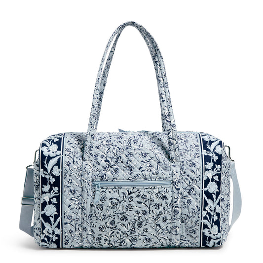 Vera Bradley® - Front View Of A Large Travel Duffel Bag - Perennials Gray Pattern 1230