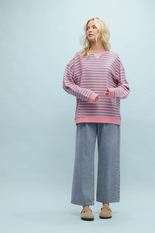 Nina Oversized Striped Crew.