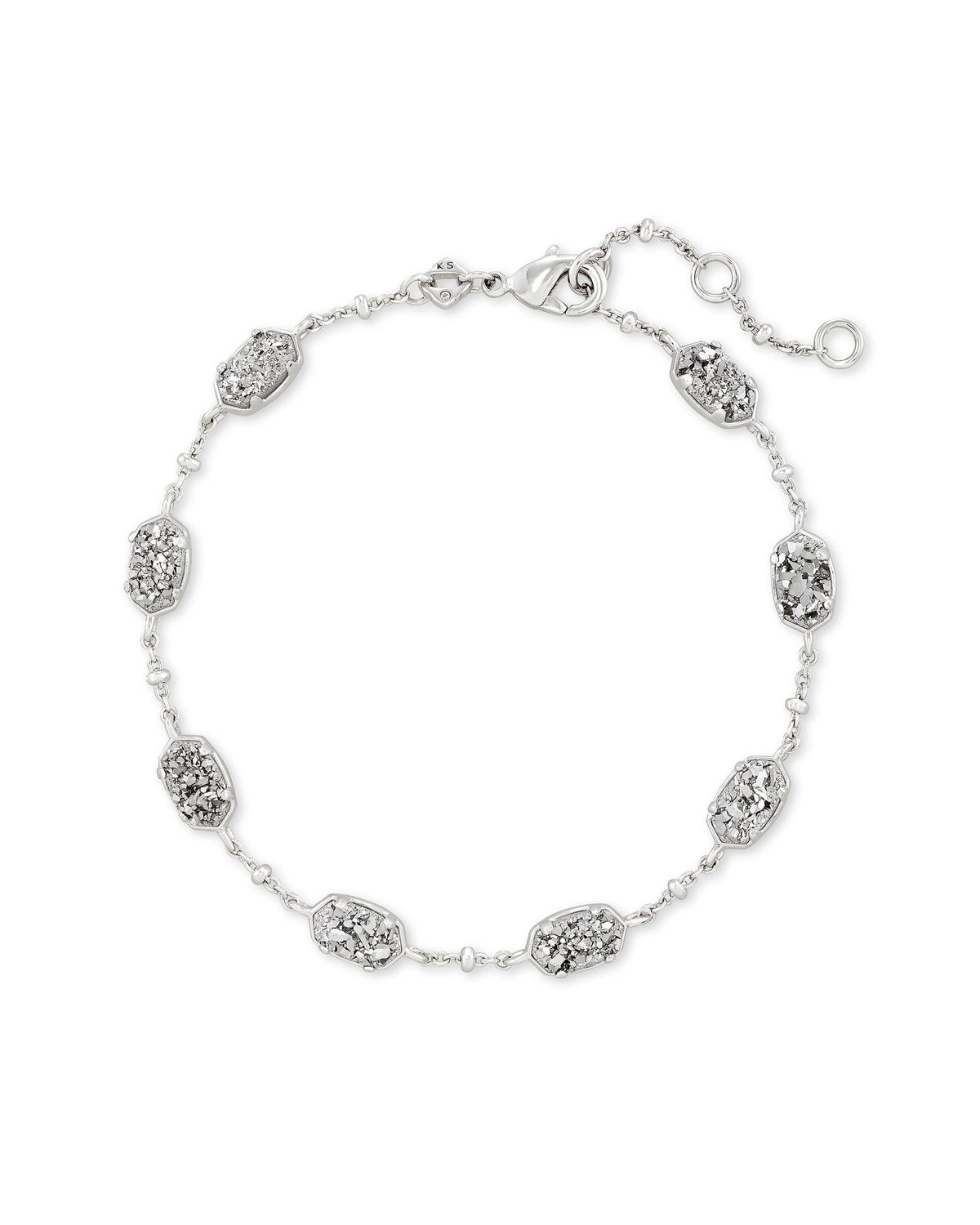 Emilie Link Bracelet Rhodium Platinum Drusy