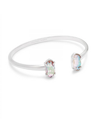 Edie Rhodium Gray Dichroic Glass Bracelet