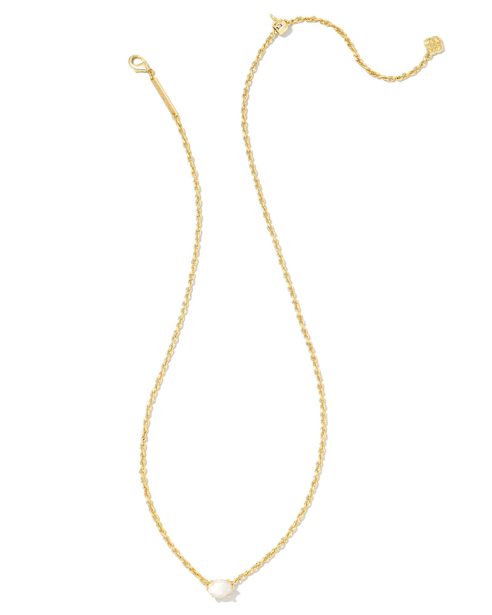 Cailin Crystal Pendant Necklace In Gold Ivory Mother Of Pearl.