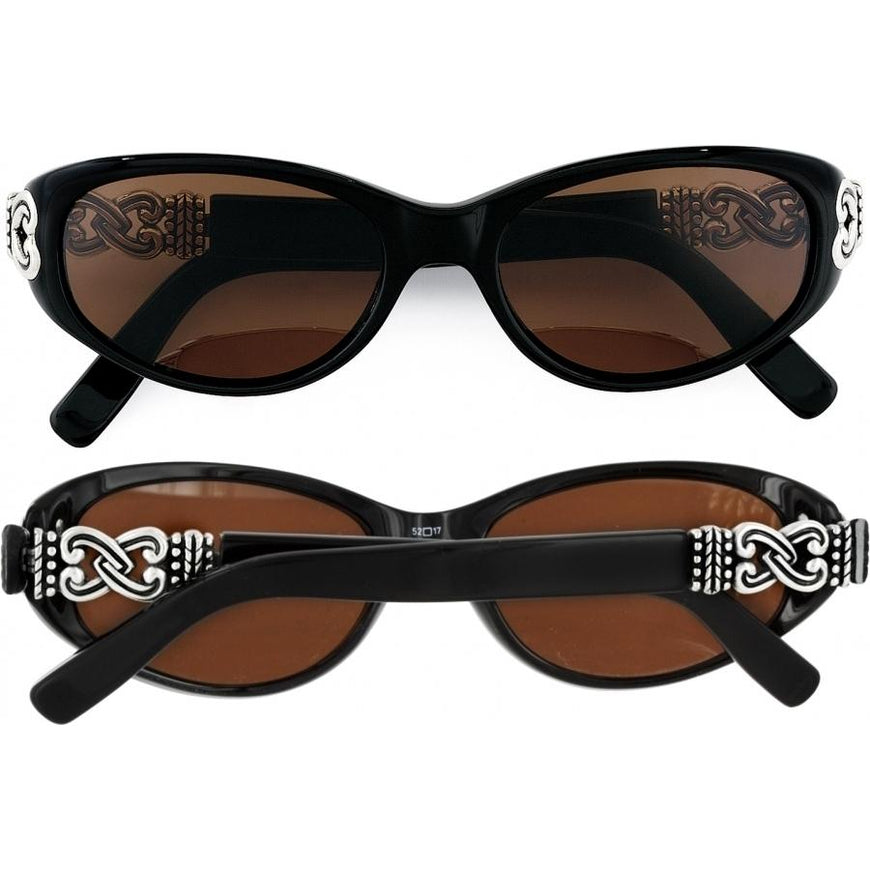 Brighton Black frame Sunglasses with Woven Brown Temples Interlok Woven Sunglasses - Brighton main image 2