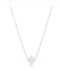 16" Necklace Sterling - Signature Cross Off-White