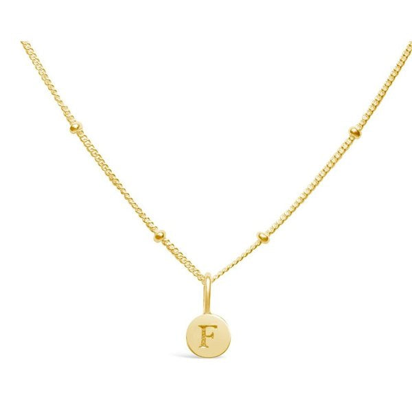 Mini Disk Letter Necklace "F" Gold