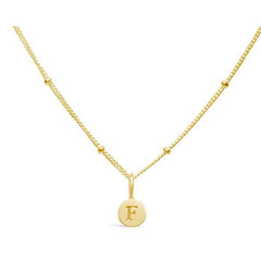 Mini Disk Letter Necklace "F" Gold