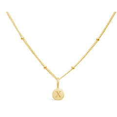 Stia Mini Disk Letter Necklace "X" Gold