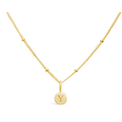 Stia Mini Disk Letter Necklace "Y" Gold 
