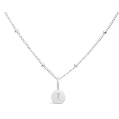 Stia Mini Disk Letter Necklace - "I" Silver