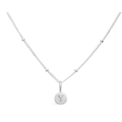 Stia Mini Disk Letter Necklace "Y" Silver