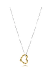16" Necklace Sterling Mixed Metal - Love Gold Charm