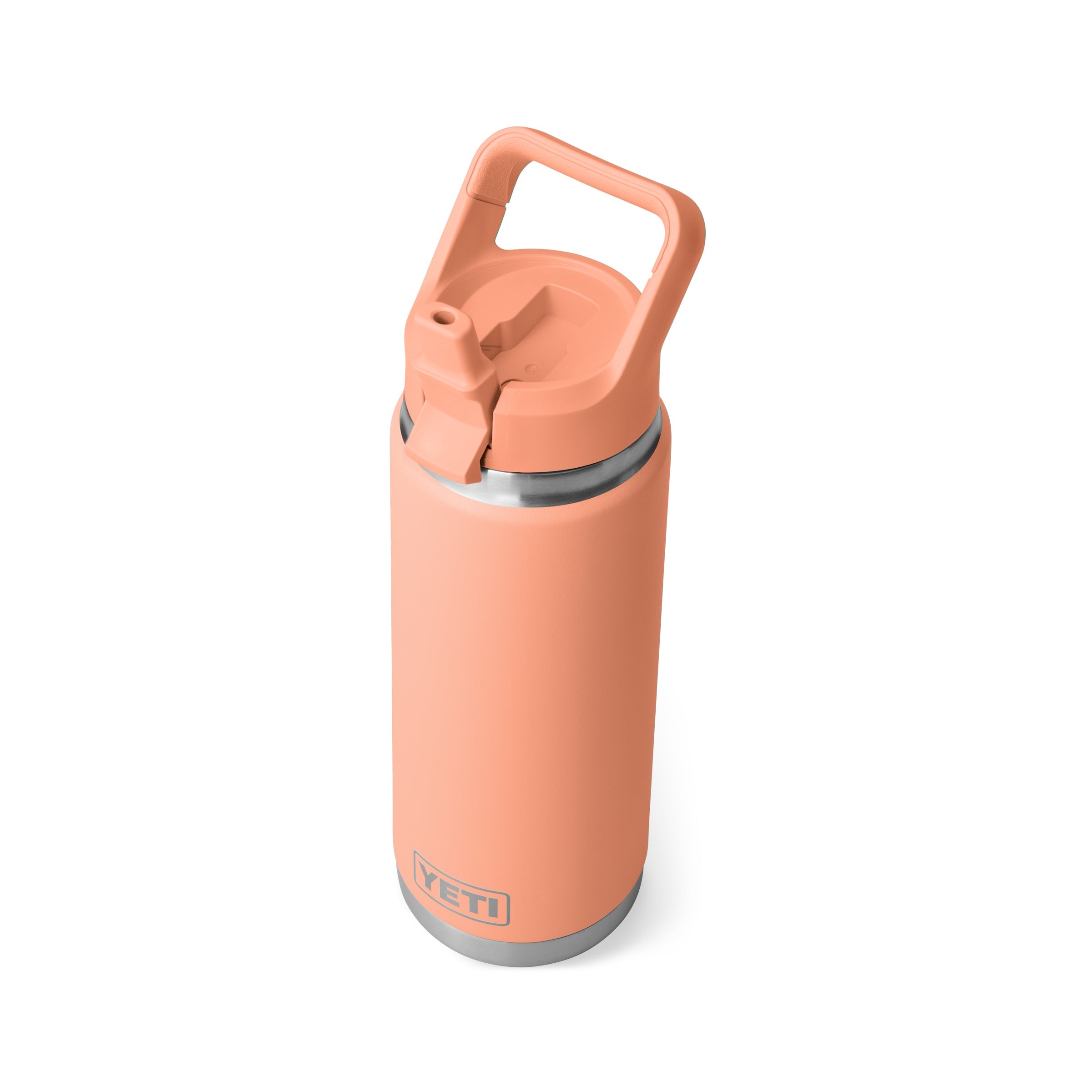 YETI Rambler 26 oz Water Bottle With Straw Cap in color Low Country Peach.