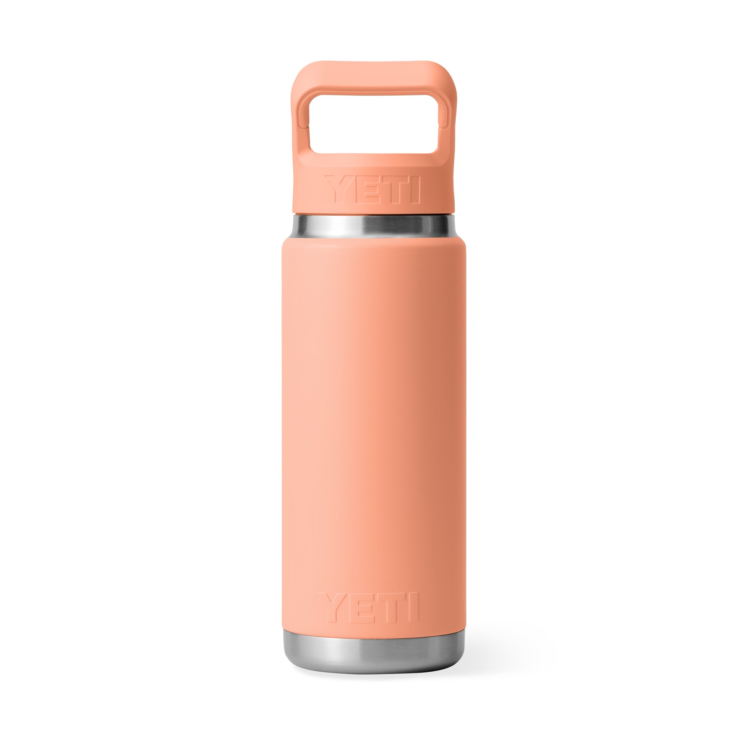 YETI Rambler 26 oz Water Bottle With Straw Cap in color Low Country Peach.