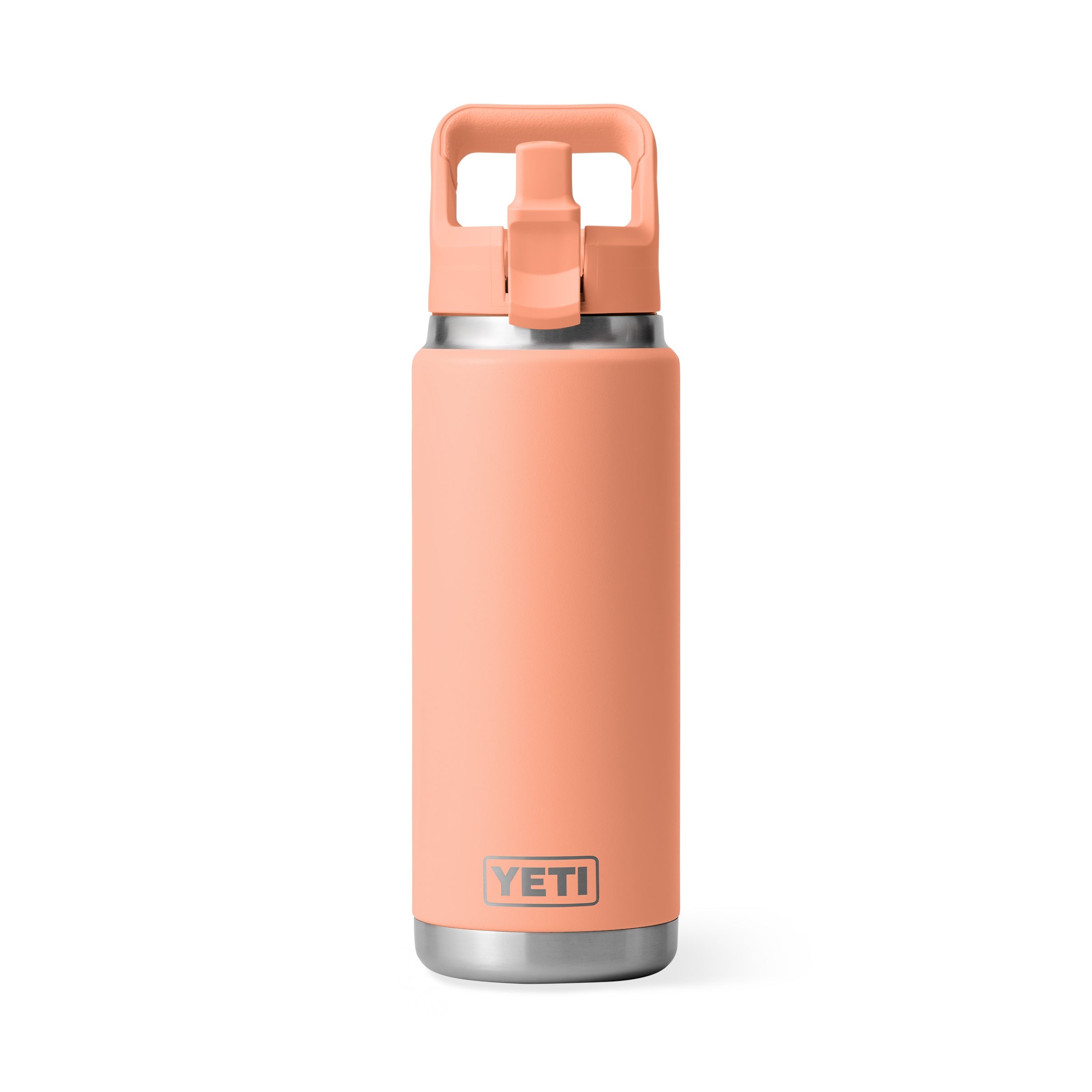 YETI Rambler 26 oz Water Bottle With Straw Cap in color Low Country Peach.
