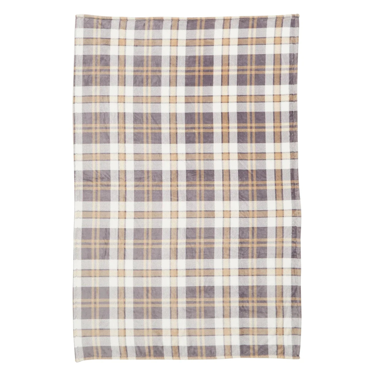 Plush Throw Blanket - Fireplace Plaid Neutral