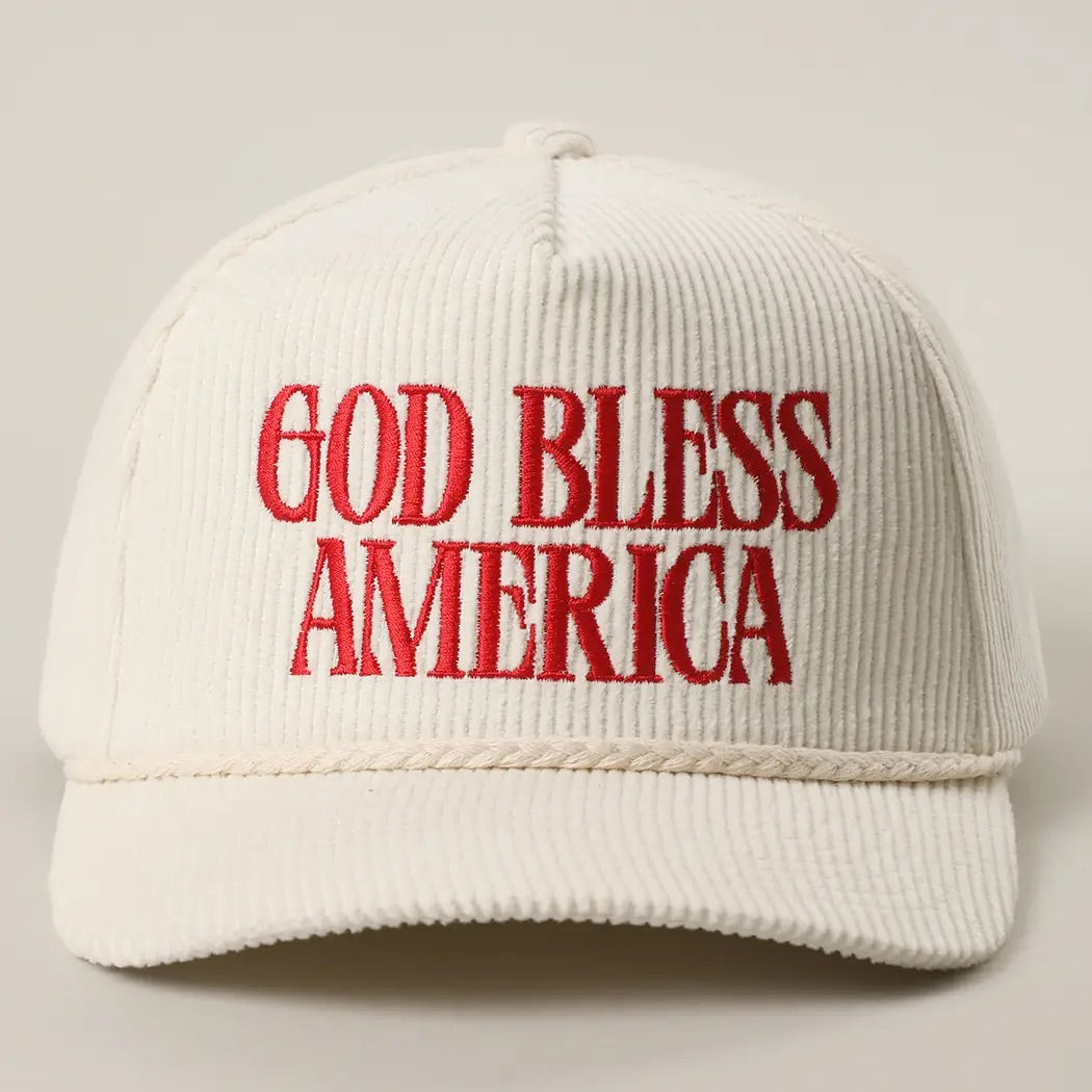 God Bless America Corduroy Trucker Hat