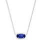 Elisa Silver Pendant Necklace In Cobalt Cats Eye