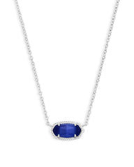 Elisa Silver Pendant Necklace In Cobalt Cats Eye