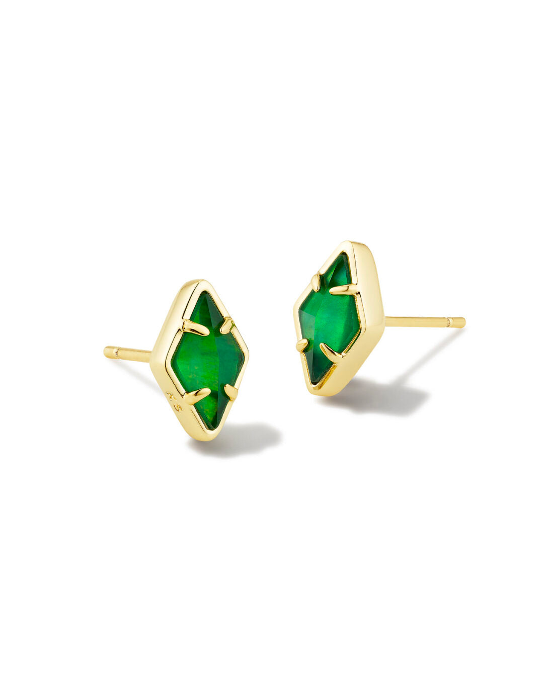 Kinsley Stud Earrings Gold Kelly Green Illusion