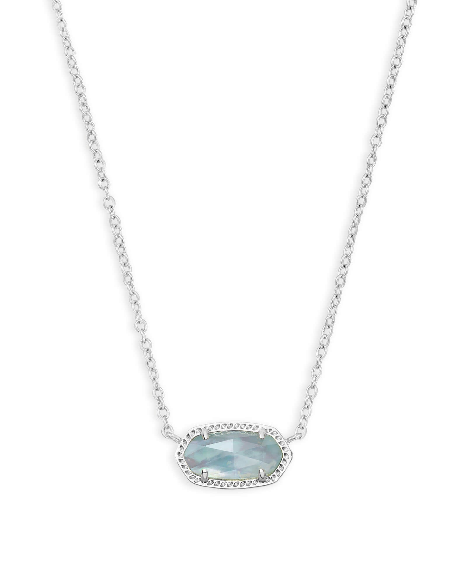 Elis Silver Pendant Necklace - Light Blue Illusion Front View
