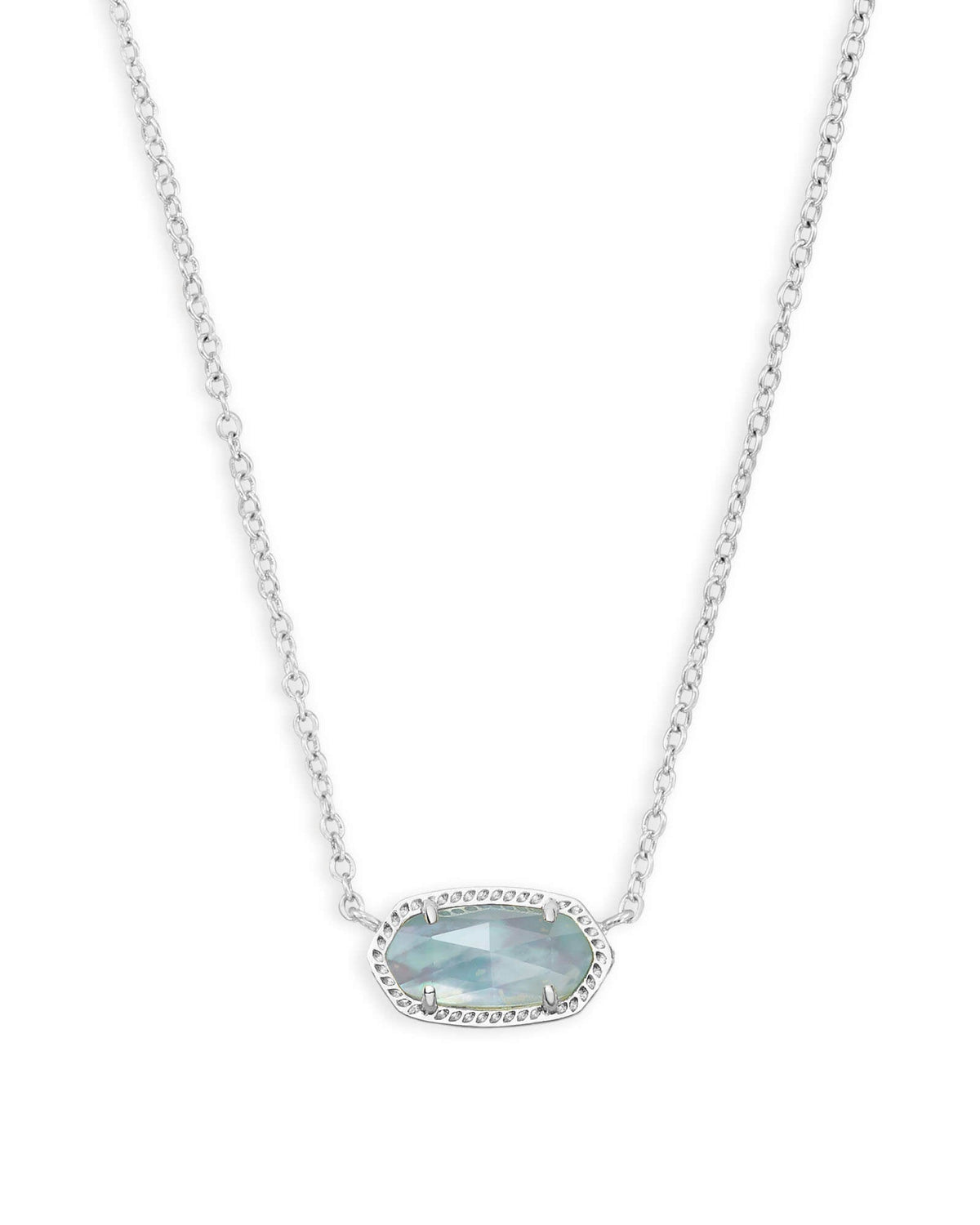 Elis Silver Pendant Necklace - Light Blue Illusion Front View