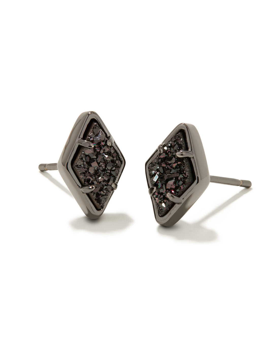 Kinsley Stud Earrings Gunmetal Black Drusy