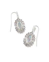 Lee Crystal Frame Drop Earrings Silver Ivory Mother Of Pearl