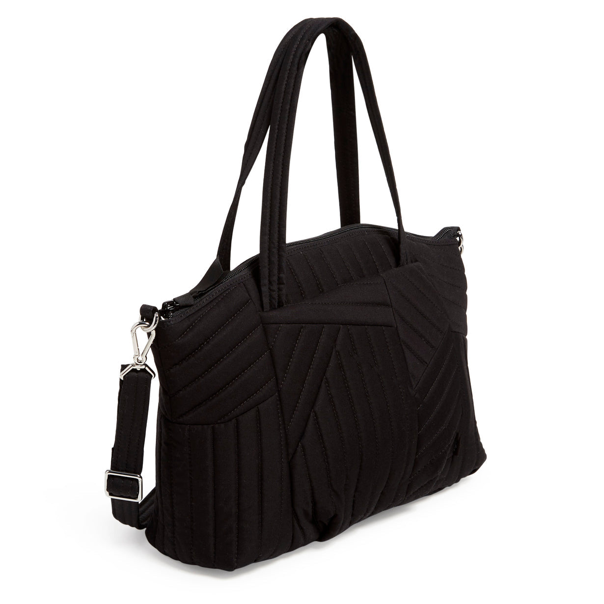Pleated Multi-Strap Satchel Bag In Black - Side view
