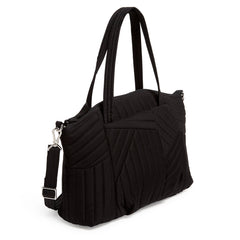 Pleated Multi-Strap Satchel Bag In Black - Side view