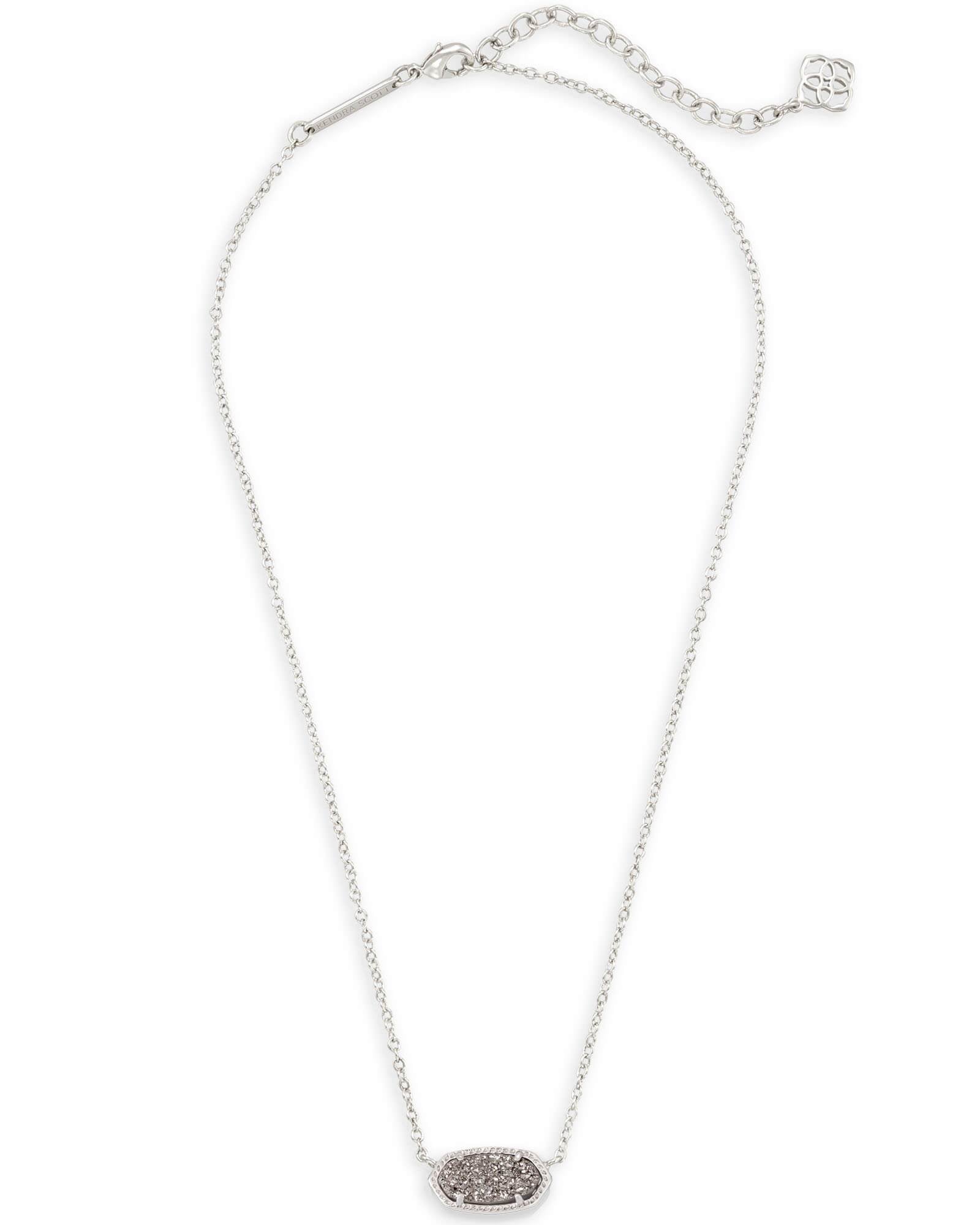 Elisa Rhodium Platinum Drusy Necklace chain