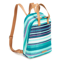 Straw Mini Totepack In Spring Mint Stripe