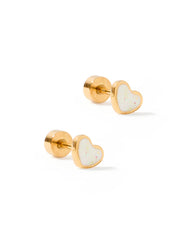 Lily Co Screwback Stud earrings in the shape of a heart.