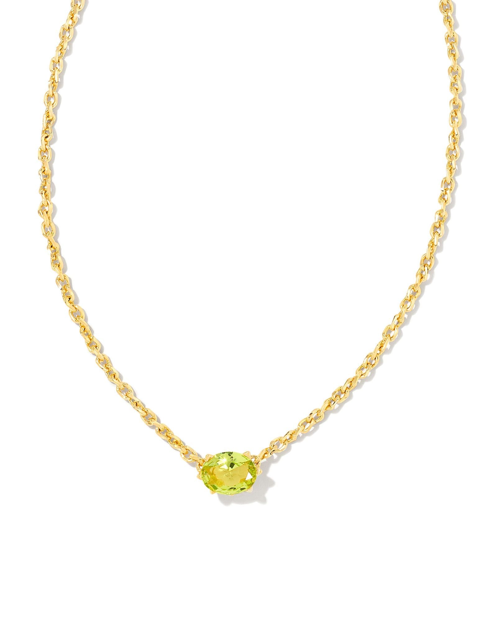 Kendra Scott Cailin Crystal Pendant In Necklace Gold Peridot Crystal.