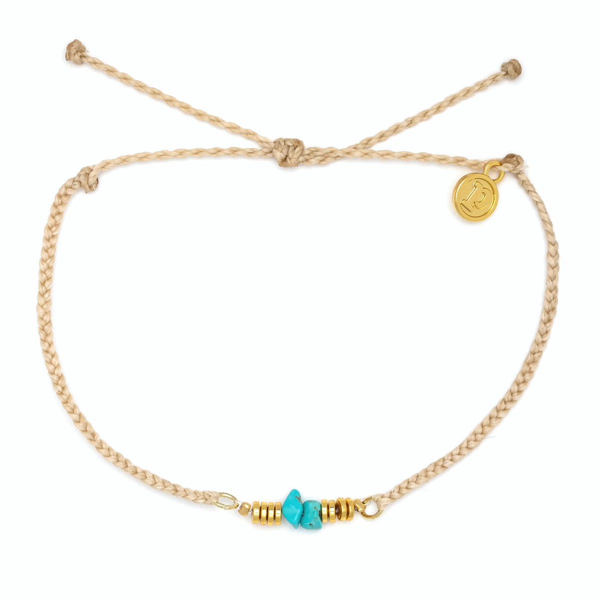 Turquoie Chip Bitty Braid Anklet - Pura Vida Front View