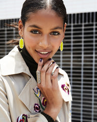 Elle Gold Drop Rose Quartz Earrings