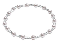 Classic Sincerity Pattern Sterling 4mm Bead Bracelet - Pearl