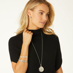 Etoile Silver Locket Necklace Model View