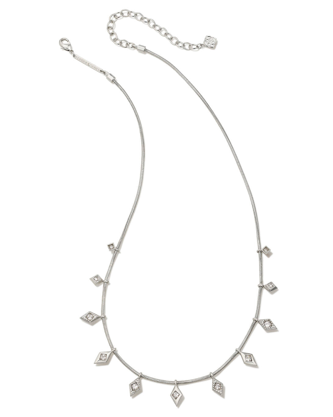 Kinsley Strand Necklace Silver - White Crystal