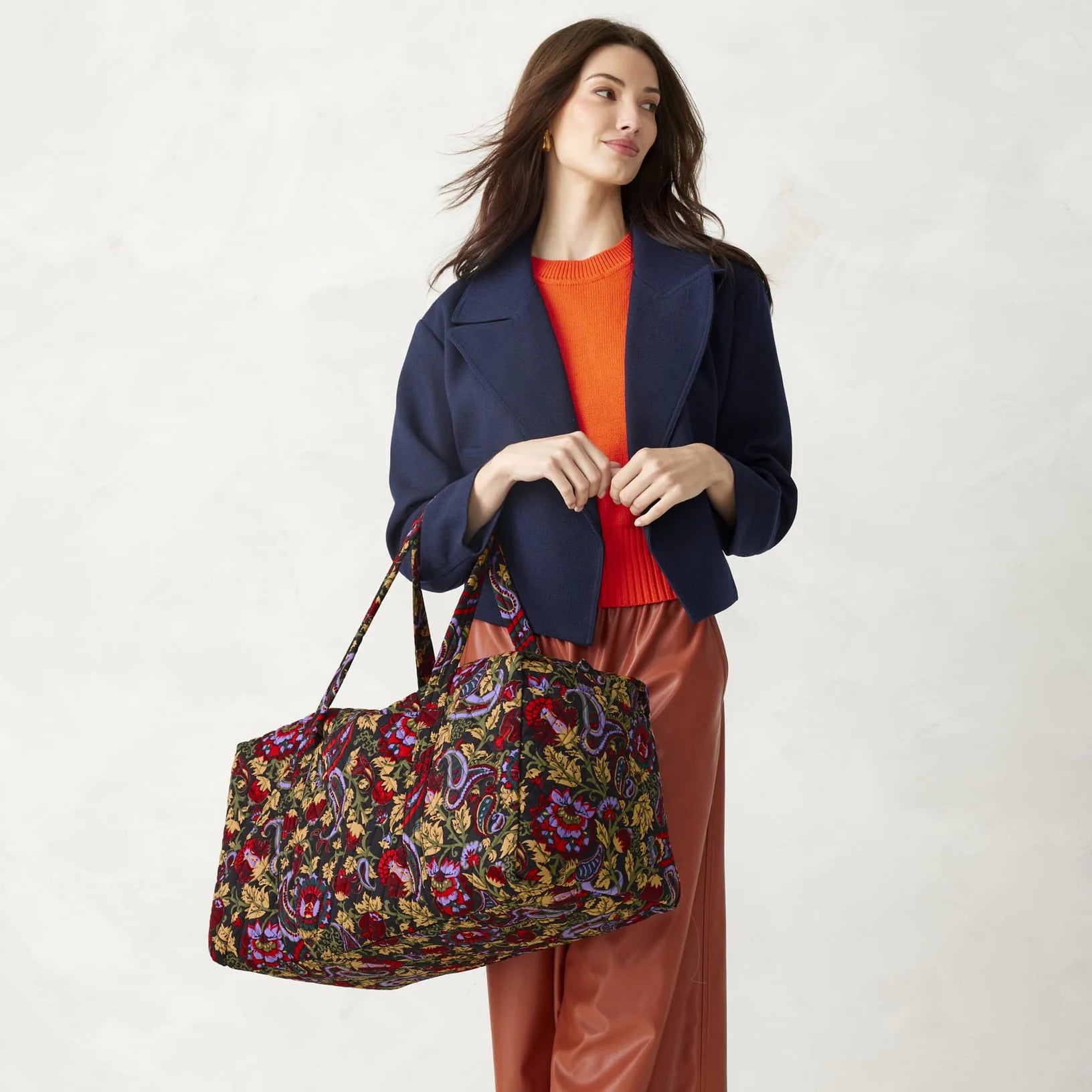 Large Original Duffel - Cotton Gabardine in the pattern Midnight Garden Paisley.