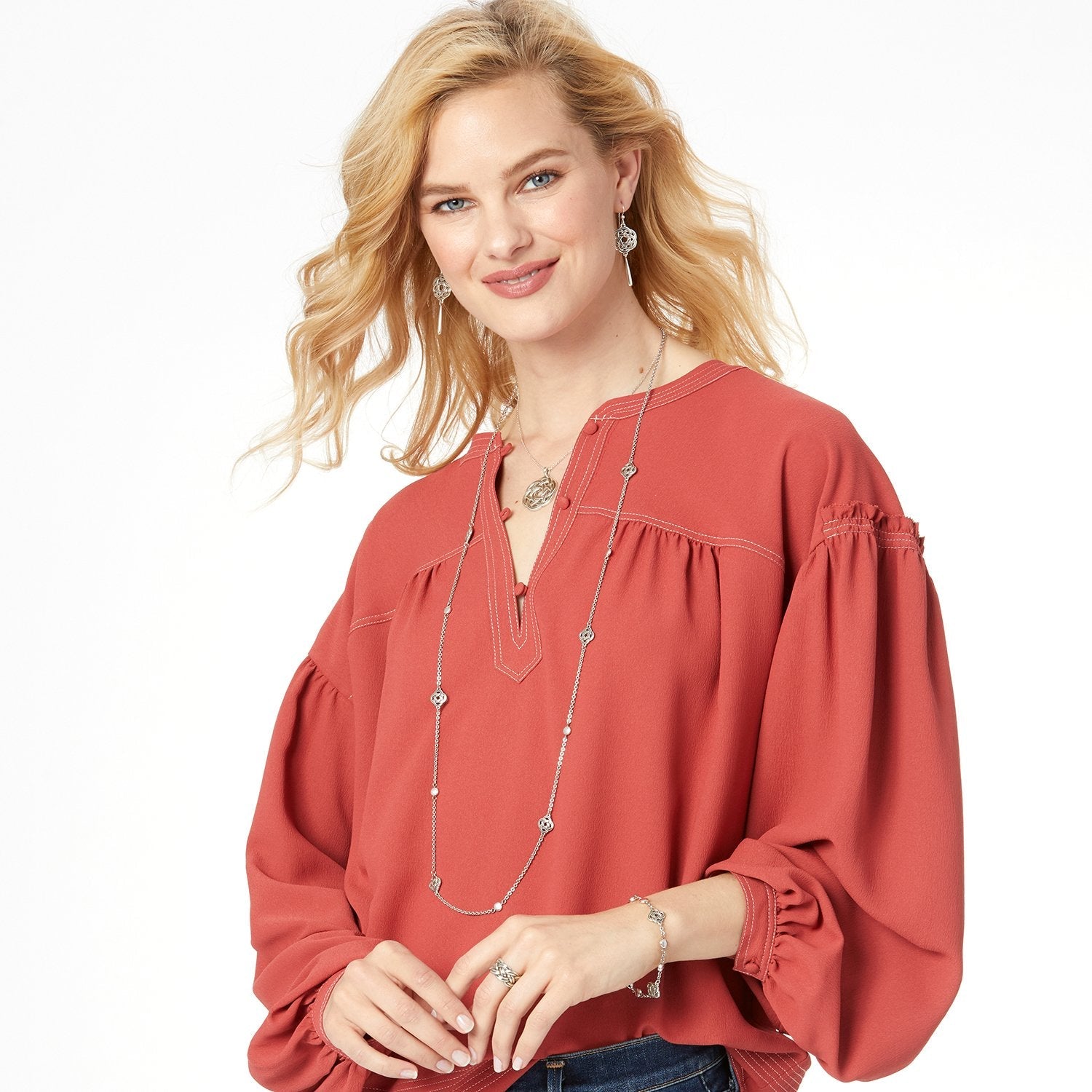 Interlok Petite Long Necklace Model View