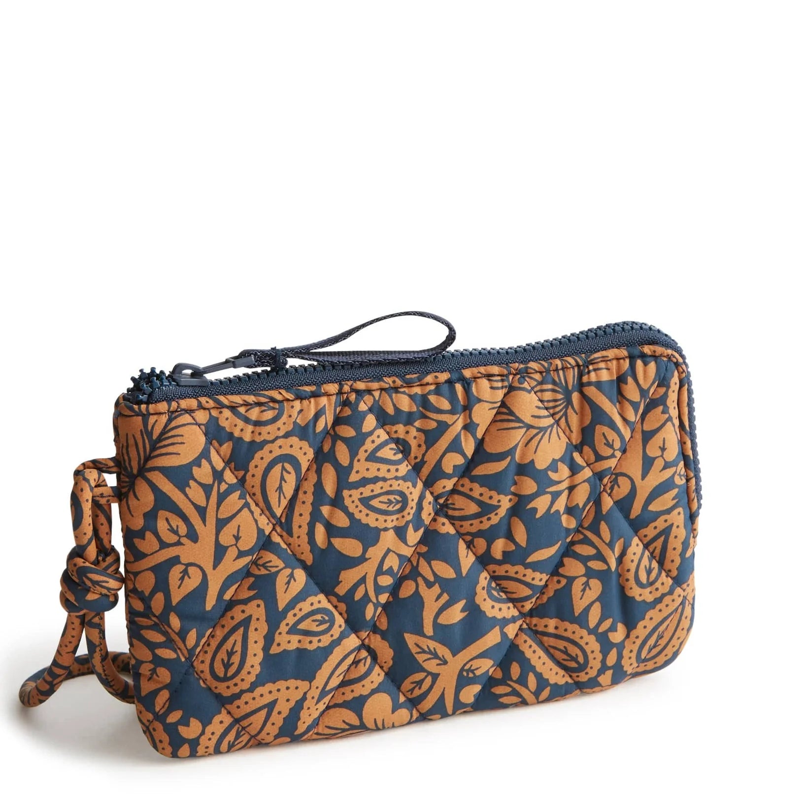 Zip Wristlet - Nylon in the Vera Bradley pattern Lotus Montage Roasted Pecan.