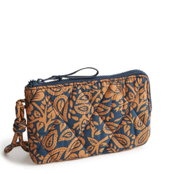 Zip Wristlet - Nylon in the Vera Bradley pattern Lotus Montage Roasted Pecan.