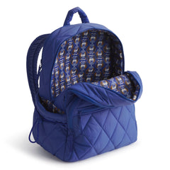 A Nylon fabric large size backpack from Vera Bradley in the color green. The pattern name is Deep Ultramarine.