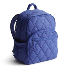 A Nylon fabric large size backpack from Vera Bradley in the color green. The pattern name is Deep Ultramarine.