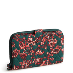 Large Tab Wallet - Cotton Gabardine in pattern Victorian Vines.