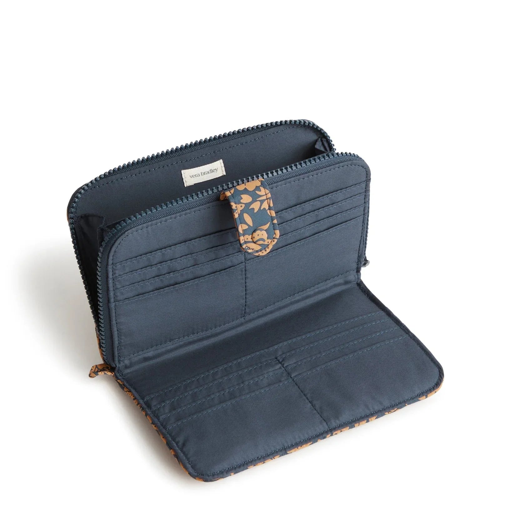 Large Tab Wallet - Nylon in the pattern Lotus Montage Roasted Pecan.