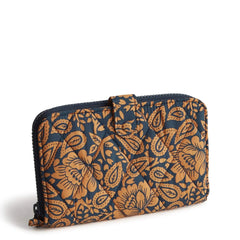 Large Tab Wallet - Nylon in the pattern Lotus Montage Roasted Pecan.