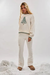 Christmas Tree Embroidered Sweater