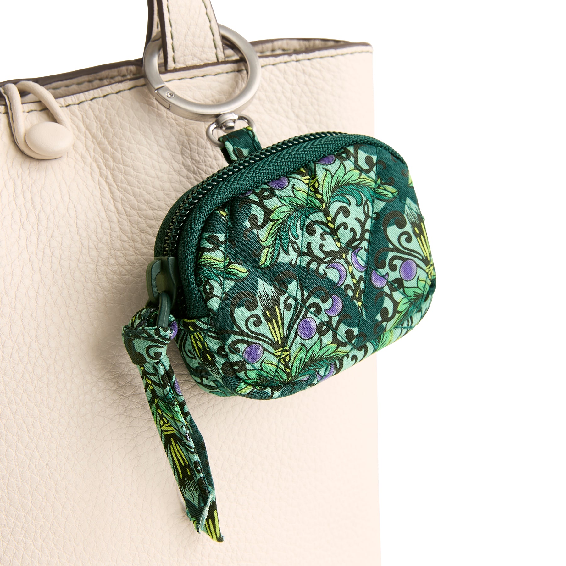 Vera Bradley Bag Charm for AirPods in the pattern Bewitching Green.