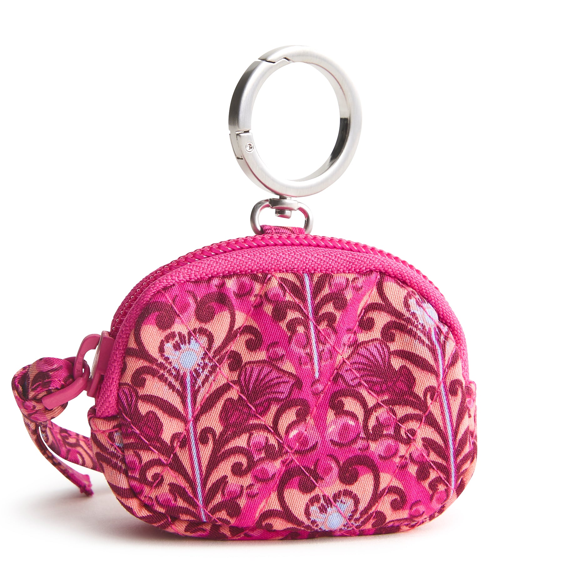 Vera Bradley Bag Charm for AirPods in the pattern Bewitching Pink.